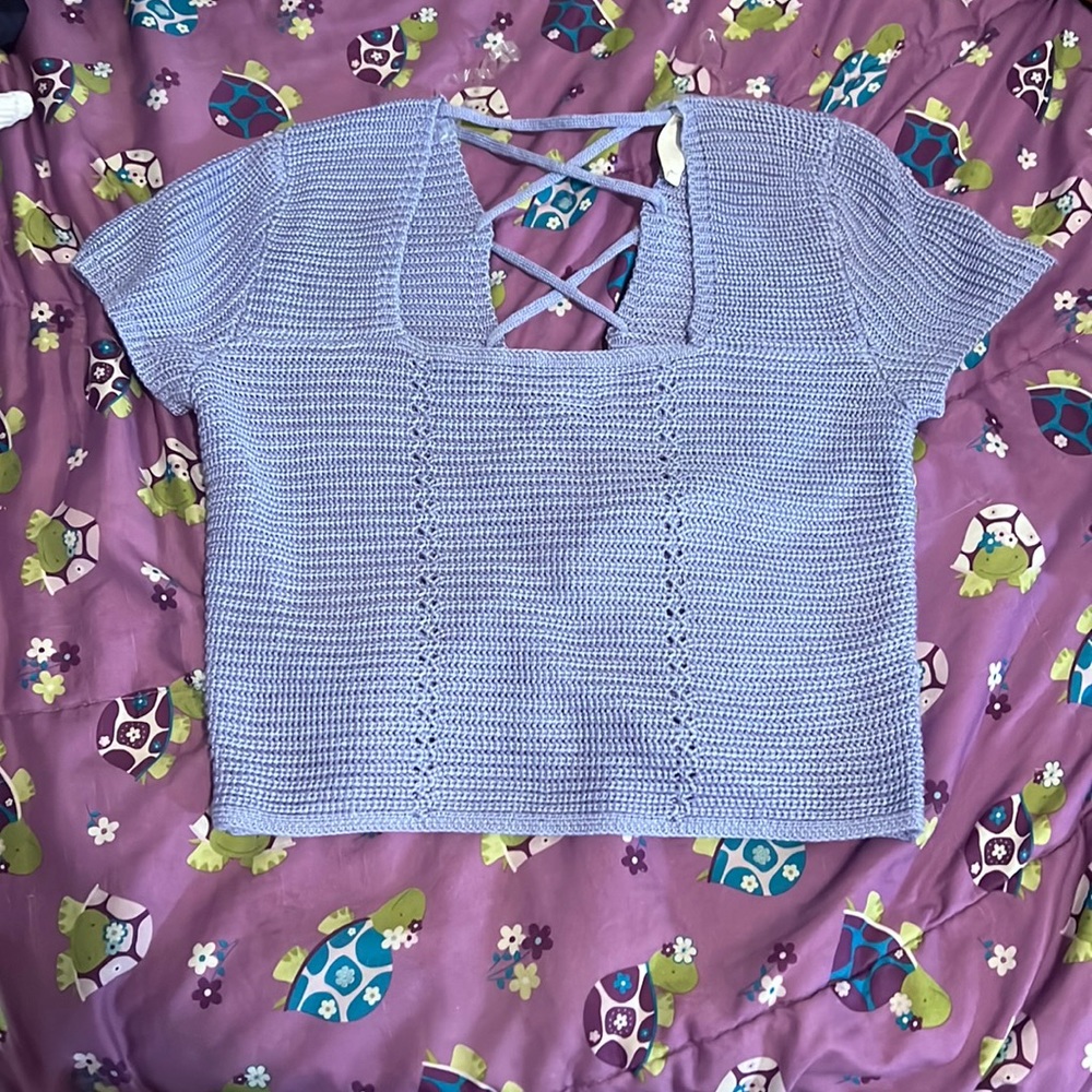 Purple/Knitted/Short sleeve tee